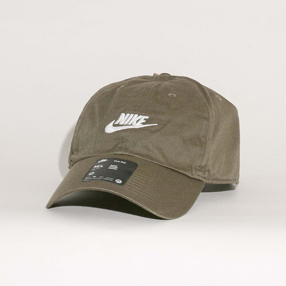 Nike Club Unstructured Futura Wash Cap Olive Green White M/L Unisex FB5368 222
